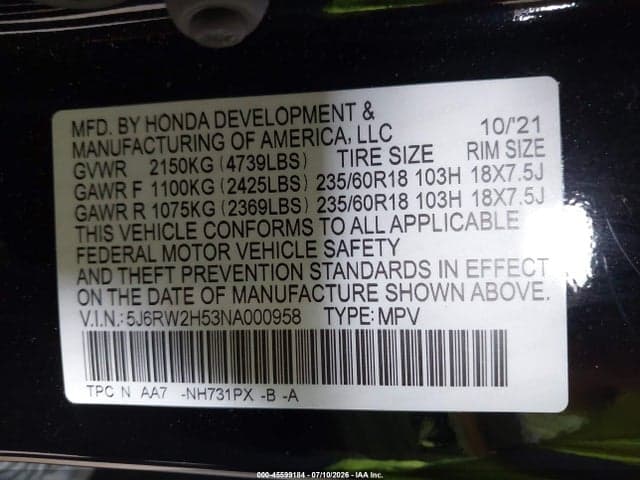 2022 HONDA CR-V AWD EX 9