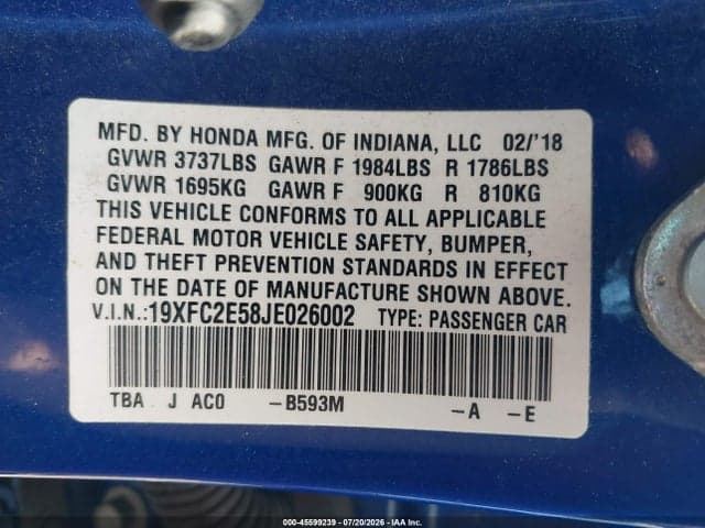 2018 HONDA CIVIC LX 9