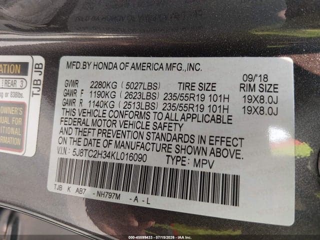 2019 ACURA RDX STANDARD 9