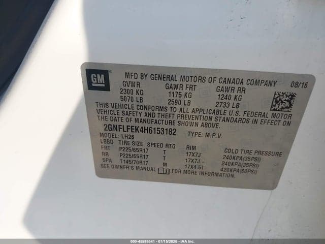 2017 CHEVROLET EQUINOX LT 9