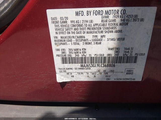 2020 FORD ECOSPORT SE 9