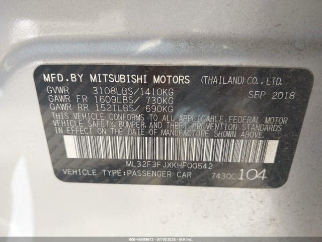 2019 MITSUBISHI MIRAGE G4 ES/RF 9
