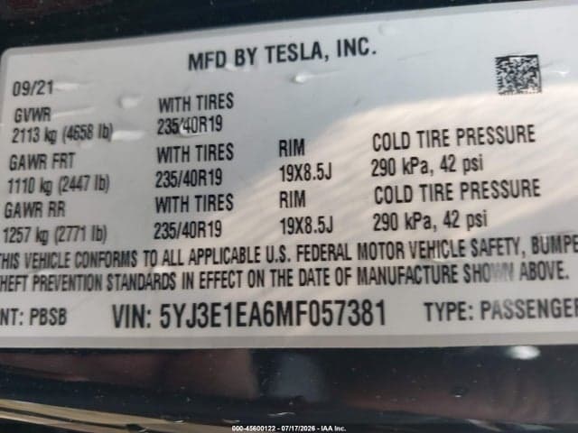 2021 TESLA MODEL 3 STANDARD RANGE PLUS REAR-WHEEL DRIVE 9