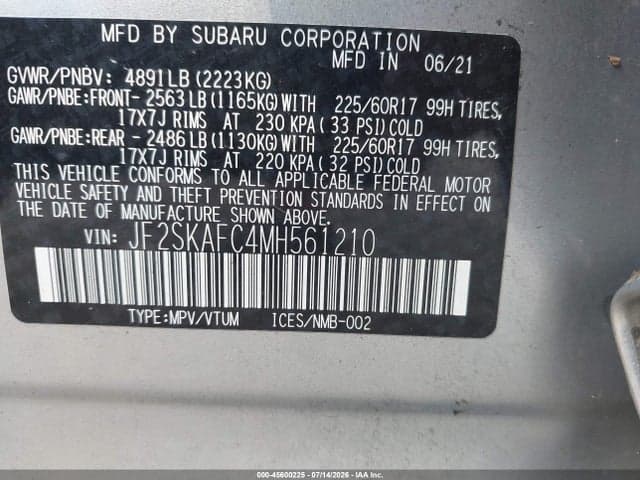 2021 SUBARU FORESTER PREMIUM 9