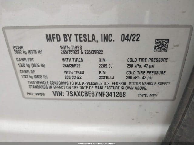 2022 TESLA MODEL X PLAID TRI MOTOR ALL-WHEEL DRIVE 9