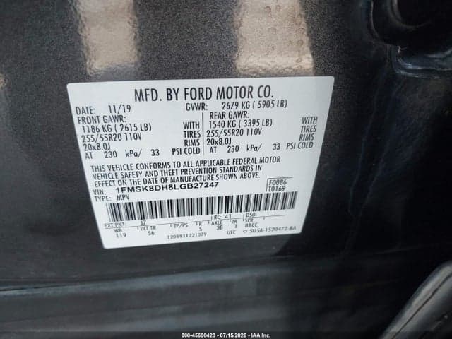 2020 FORD EXPLORER XLT 9