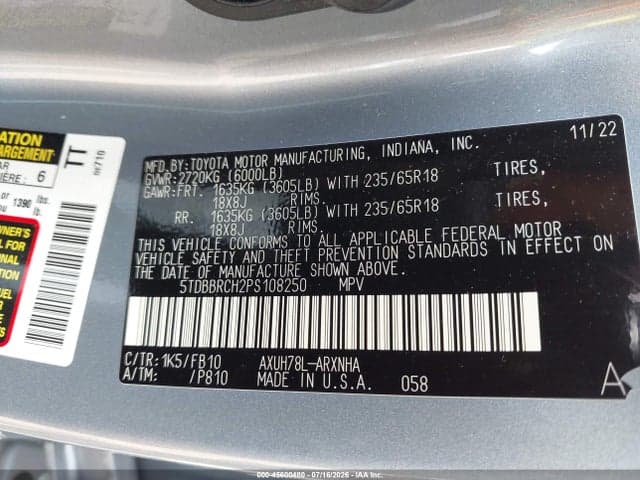 2023 TOYOTA HIGHLANDER HYBRID LE 9