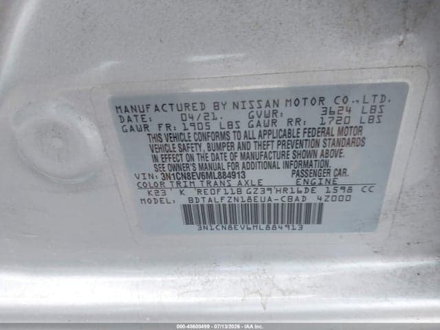 2021 NISSAN VERSA SV XTRONIC CVT 9