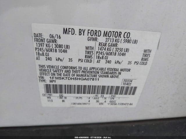2017 FORD EXPLORER XLT 9