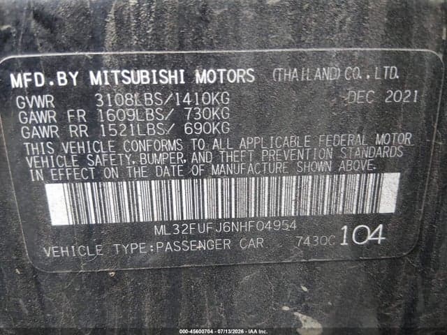2022 MITSUBISHI MIRAGE G4 BLACK EDITION 9