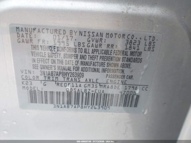 2017 NISSAN SENTRA S 9