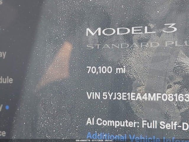2021 TESLA MODEL 3 STANDARD RANGE PLUS REAR-WHEEL DRIVE 7