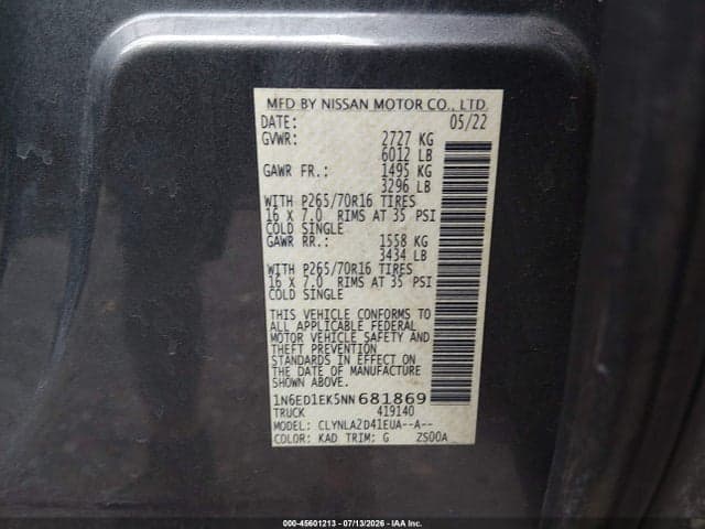 2022 NISSAN FRONTIER S 4X4 9