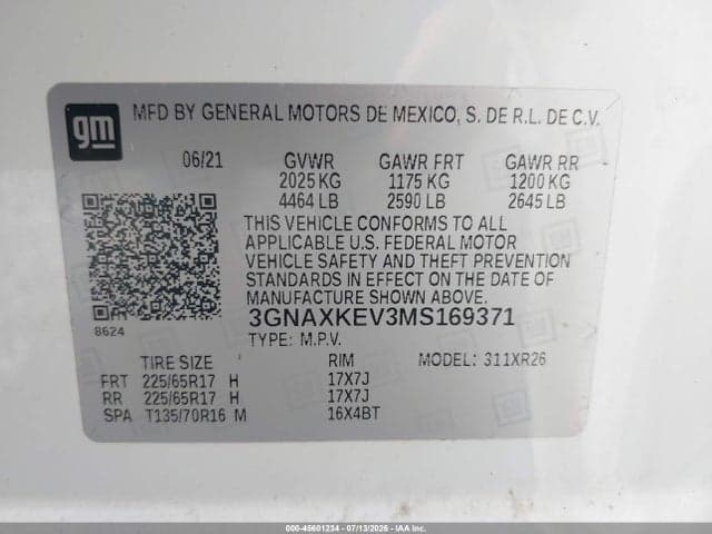 2021 CHEVROLET EQUINOX FWD LT 9