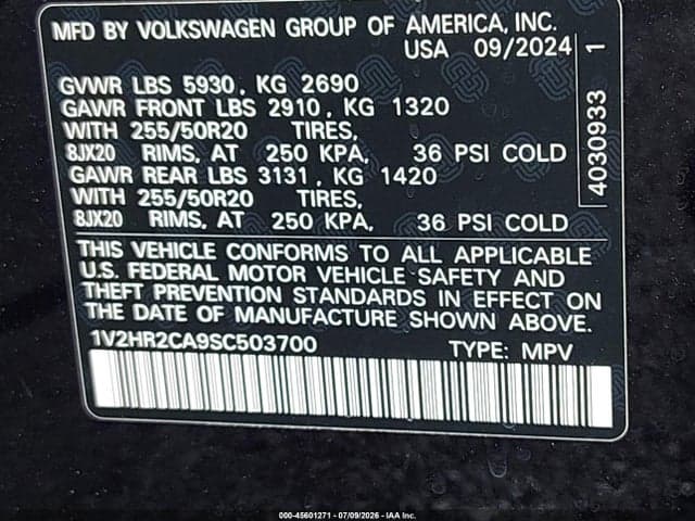 2025 VOLKSWAGEN ATLAS 2.0T SE W/TECHNOLOGY 9