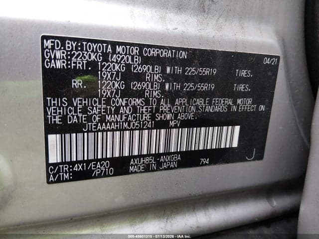 2021 TOYOTA VENZA XLE 9