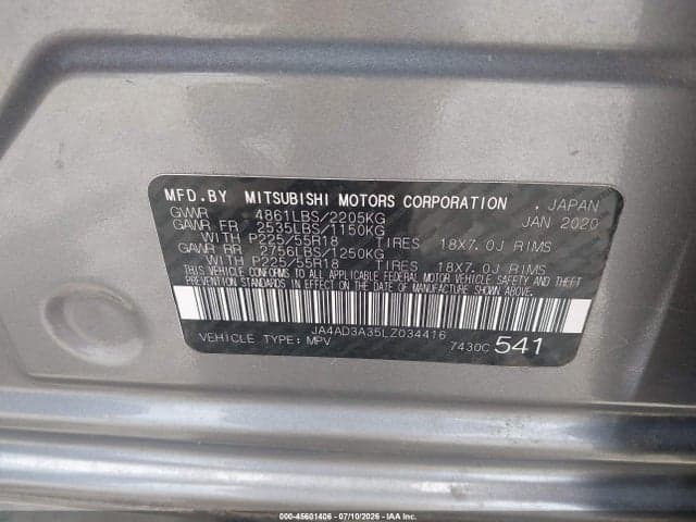 2020 MITSUBISHI OUTLANDER LE 2.4/SE 2.4/SEL 2.4/SP 2.4 9