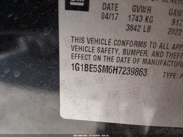 2017 CHEVROLET CRUZE LT AUTO 9