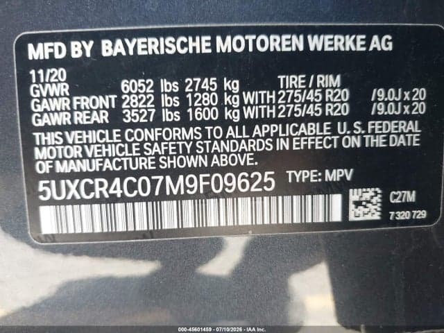 2021 BMW X5 SDRIVE40I 9