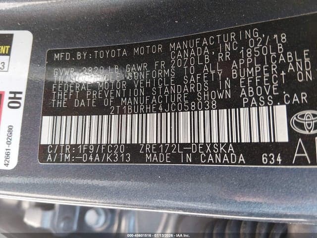 2018 TOYOTA COROLLA SE 9