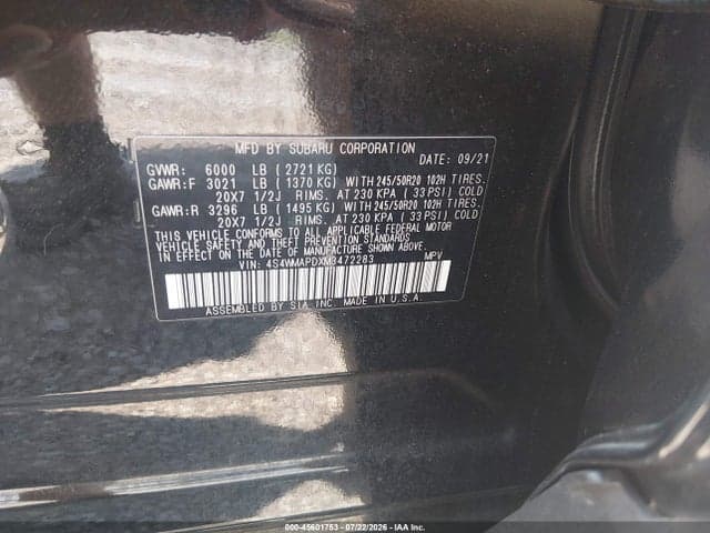 2021 SUBARU ASCENT LIMITED 9