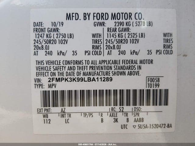 2020 FORD EDGE TITANIUM 9