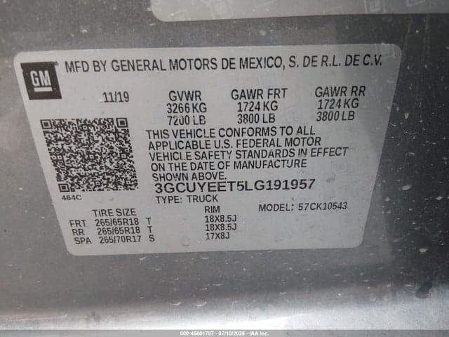 2020 CHEVROLET SILVERADO 1500 4WD SHORT BED RST 9