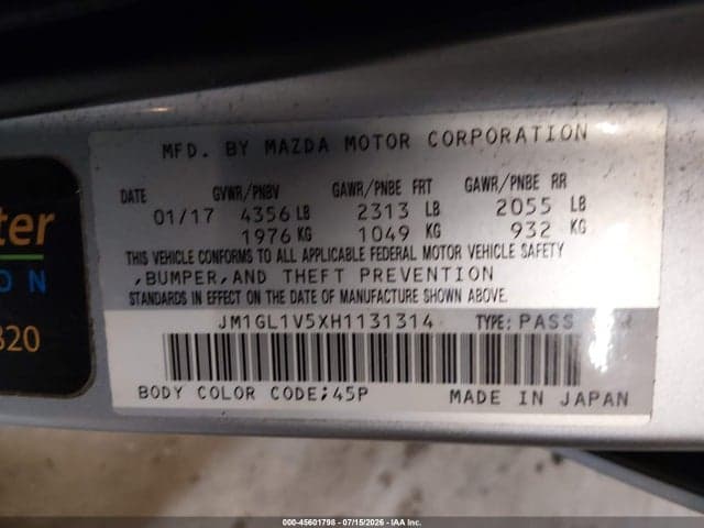 2017 MAZDA MAZDA6 TOURING 9
