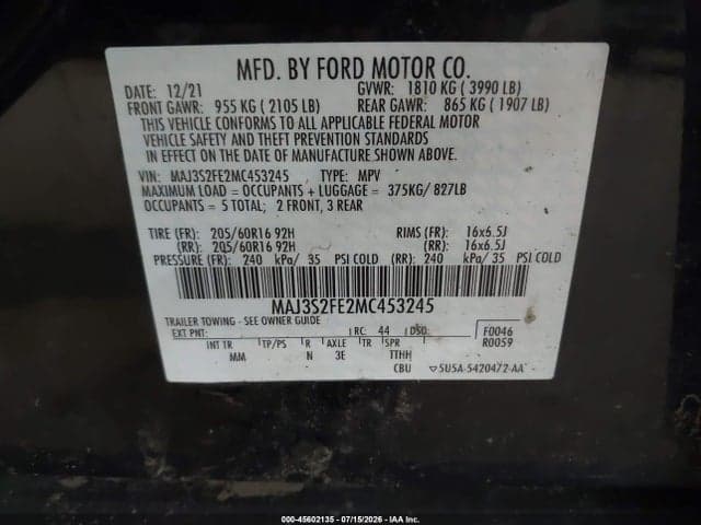 2021 FORD ECOSPORT S 9