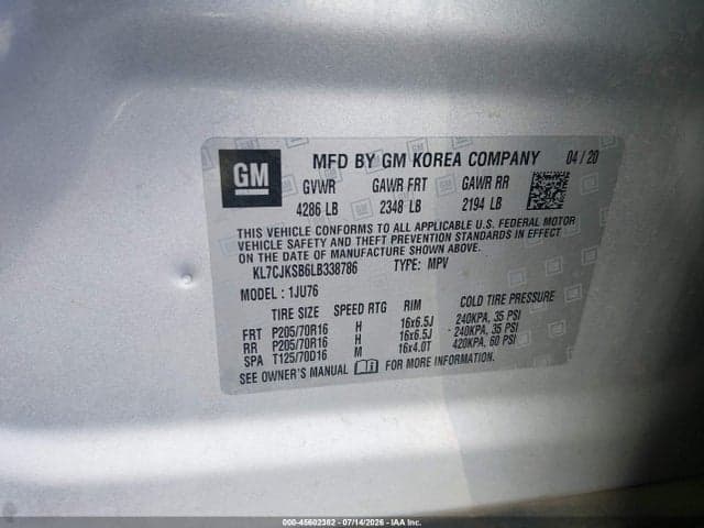 2020 CHEVROLET TRAX FWD LS 9