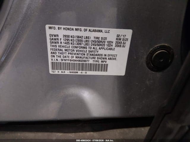 2017 HONDA PILOT ELITE 9