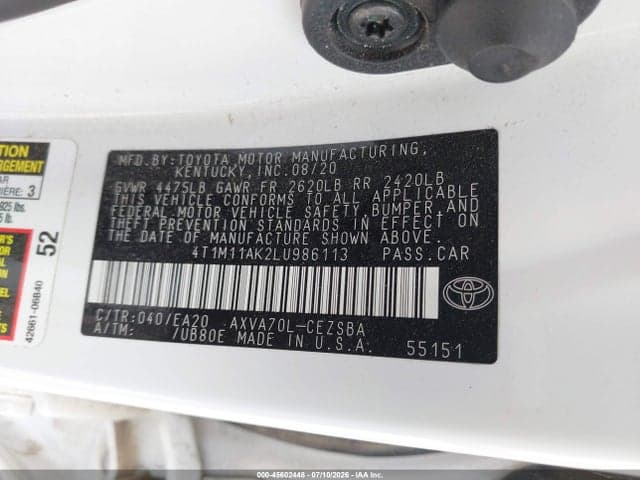 2020 TOYOTA CAMRY SE 9