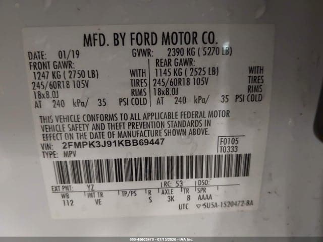 2019 FORD EDGE SEL 9