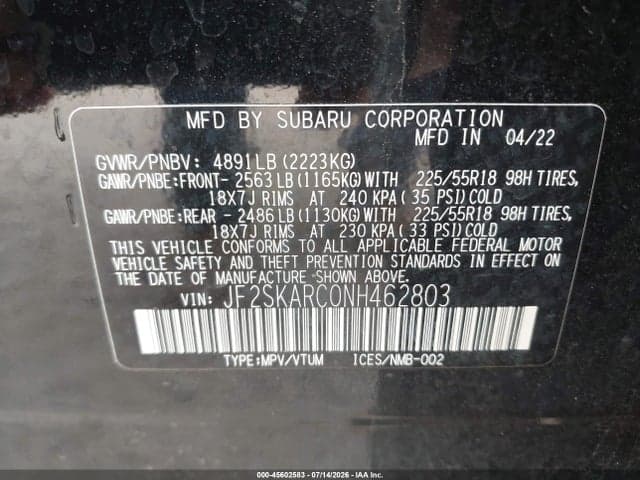 2022 SUBARU FORESTER TOURING 9