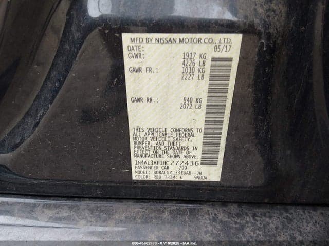 2017 NISSAN ALTIMA 2.5 S 9