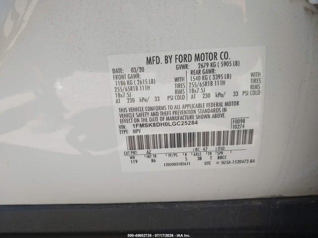 2020 FORD EXPLORER XLT 9