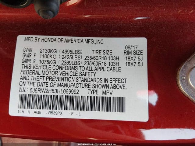 2017 HONDA CR-V EX-L/EX-L NAVI 9