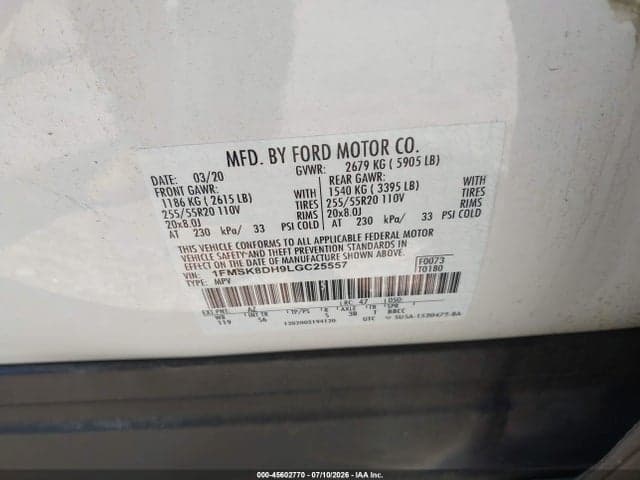 2020 FORD EXPLORER XLT 9