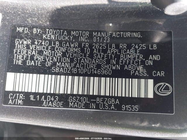 2023 LEXUS ES 350 9