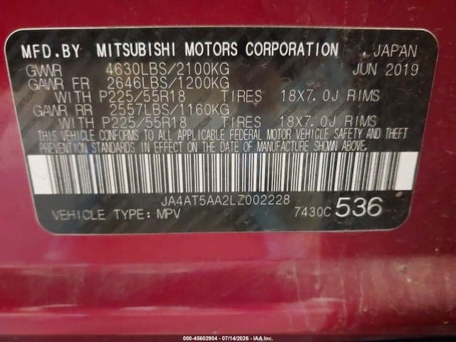 2020 MITSUBISHI ECLIPSE CROSS SE 1.5T AWC 9