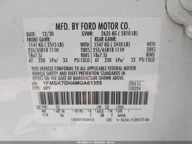 2021 FORD EXPLORER XLT 9