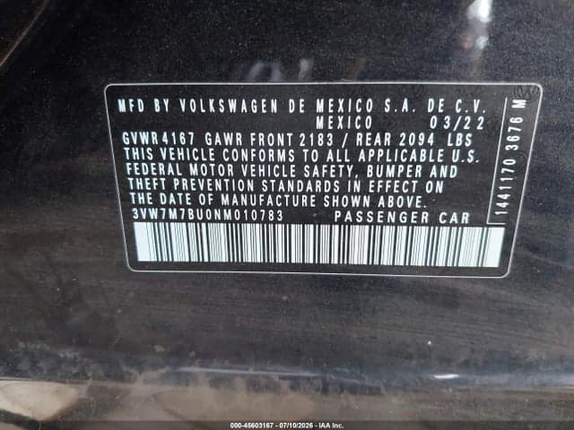 2022 VOLKSWAGEN JETTA 1.5T SE 9
