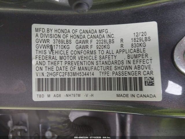 2021 HONDA CIVIC SPORT 9