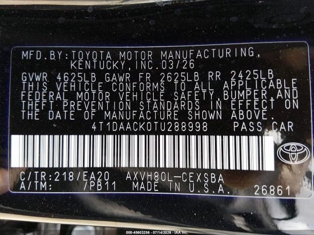 2026 TOYOTA CAMRY SE 9