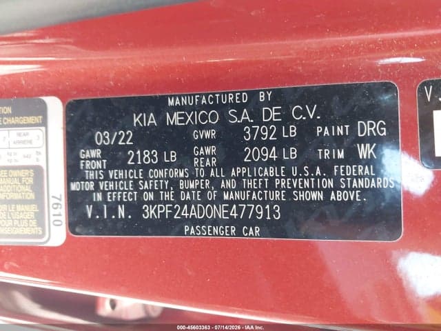 2022 KIA FORTE LXS 9