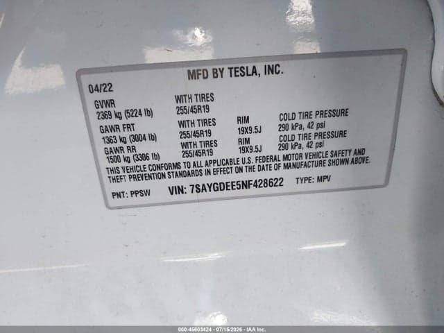 2022 TESLA MODEL Y LONG RANGE DUAL MOTOR ALL-WHEEL DRIVE 9