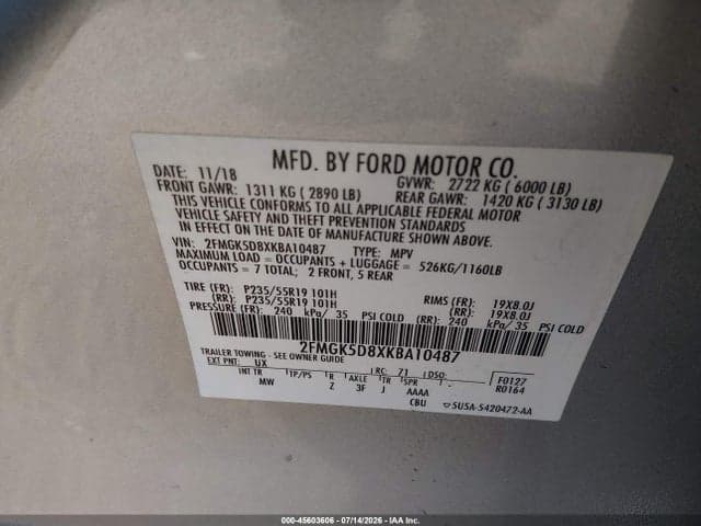 2019 FORD FLEX LIMITED 9