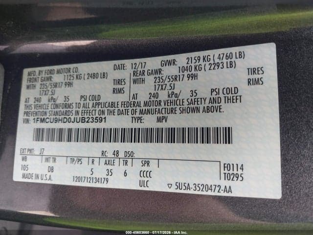 2018 FORD ESCAPE SEL 9