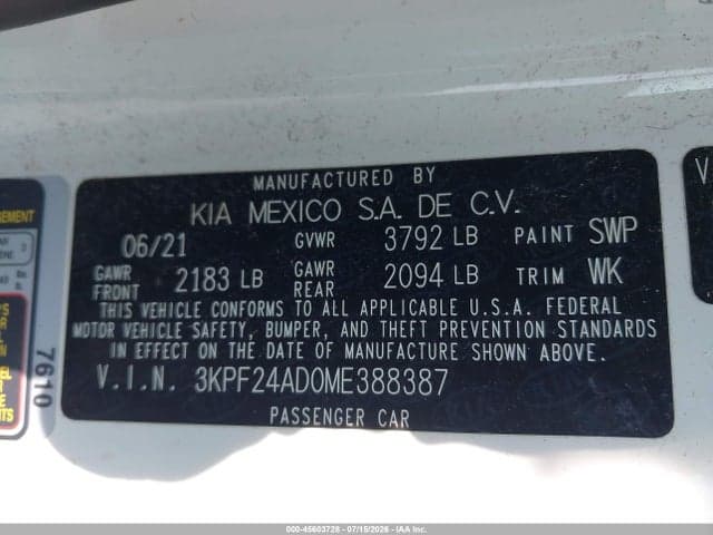 2021 KIA FORTE LXS 9