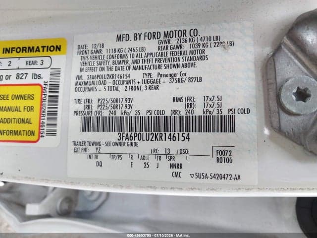 2019 FORD FUSION HYBRID SE 9